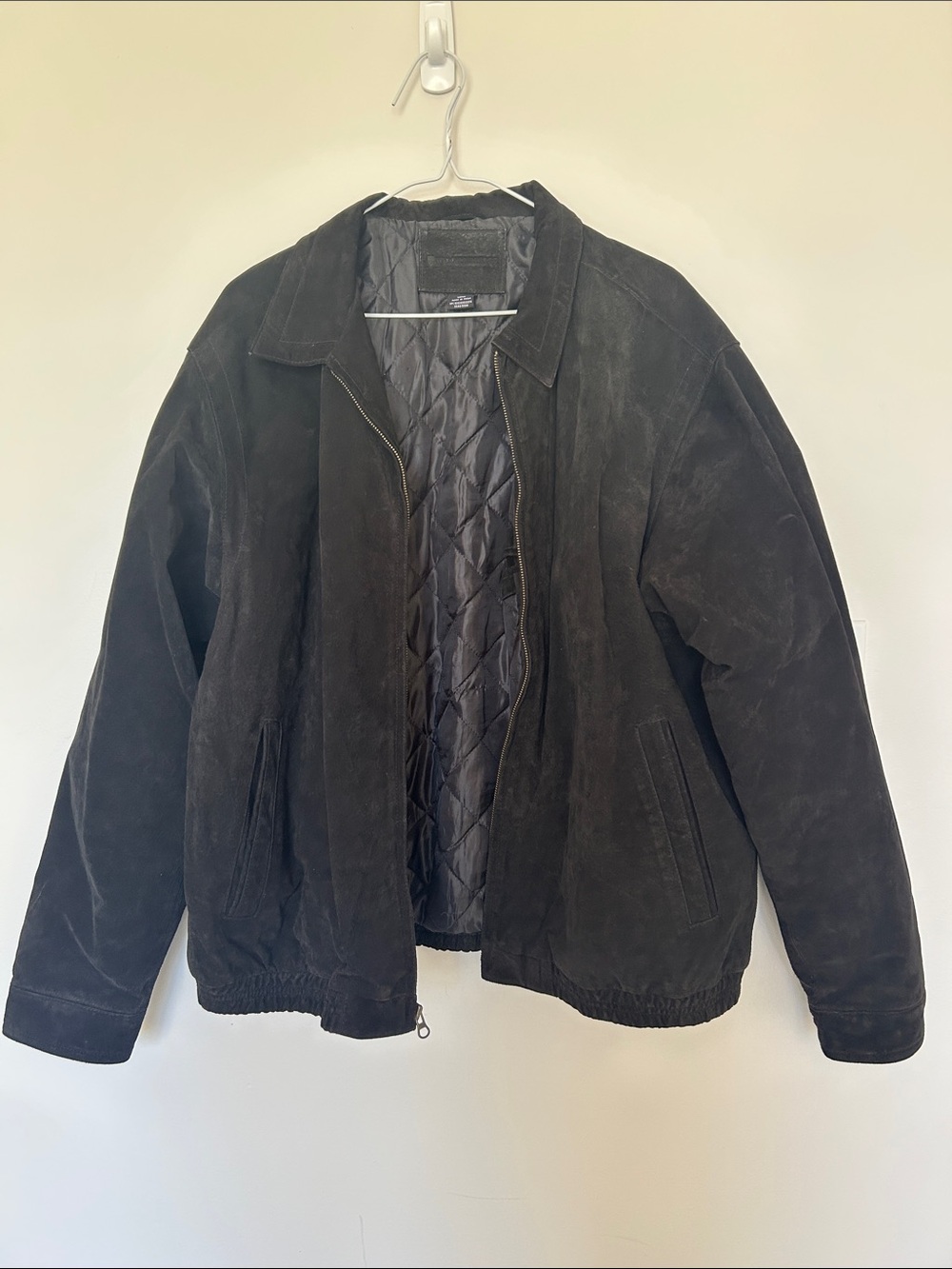 Vintage Knightsbridge Black Suede Quilted-Lining heavy Jacket L